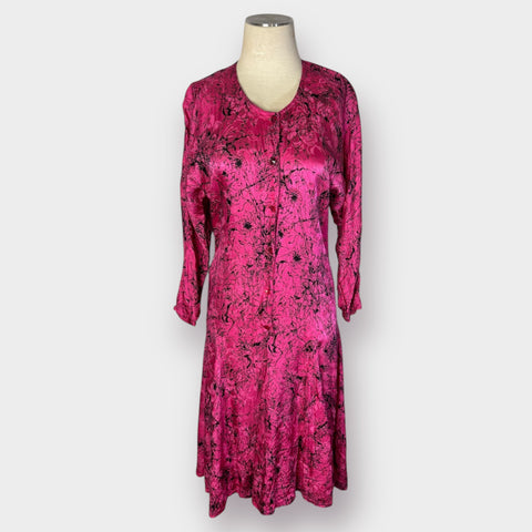 80s Mistero pink & black drop waist dress Size S