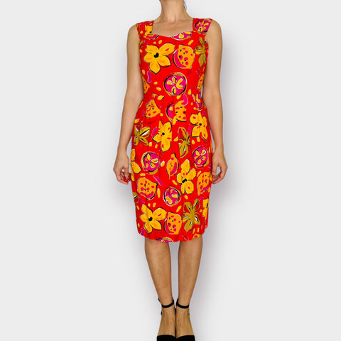 90s R.J. Stevens Orange and Yellow Dress Size S