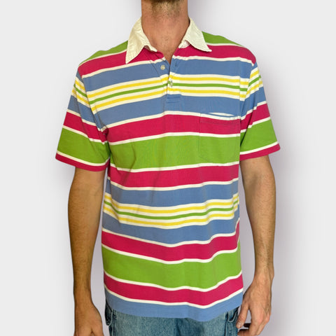 Y2K Lands End Multicolor Striped Polo Size L
