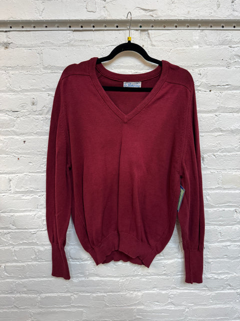 80s Pickering Maroon V-neck Sweater Size M
