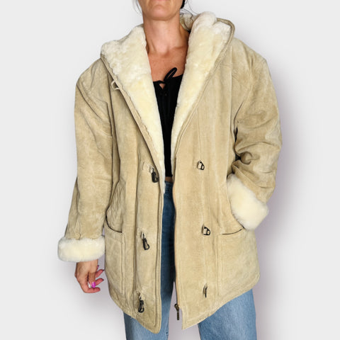 90s Charles Klein Suede and Faux Fur Tan Jacket Size M