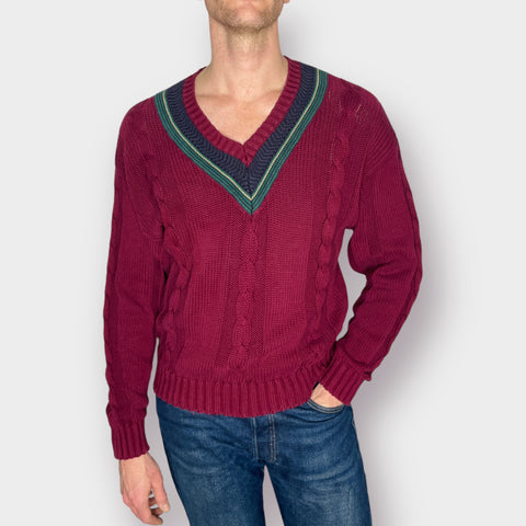 90s Oakton Limited Burgundy v-neck Sweater
