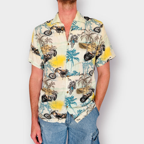 Y2K Newport Blue Motorcycle Top Size M