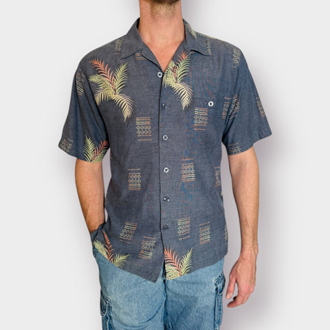 Weekends Blue Silk Tropical Top Size M