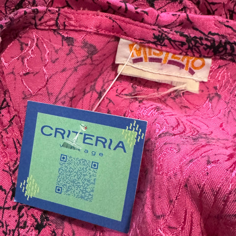 80s Mistero pink & black drop waist dress Size S