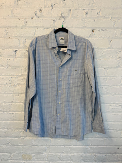 Lacoste blue checkered button up Size XL