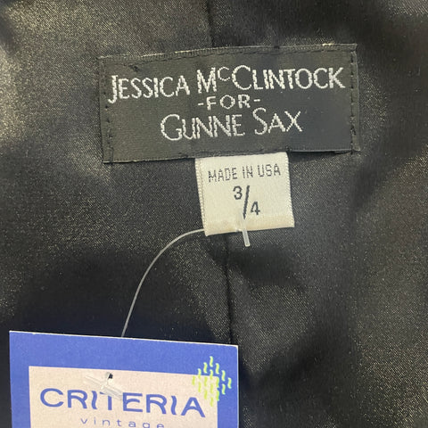 90s Jessica McClintock for Gunne Sax Black Polka Dot Party Dress