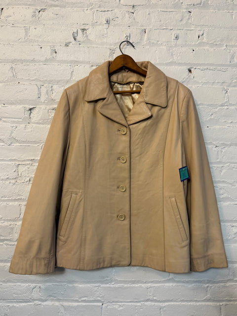 90s Tan Leather Jacket Size M