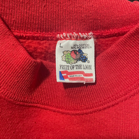 90s Fruit of the Loom Red Crewneck with Cut Out Christmas Tree Size L