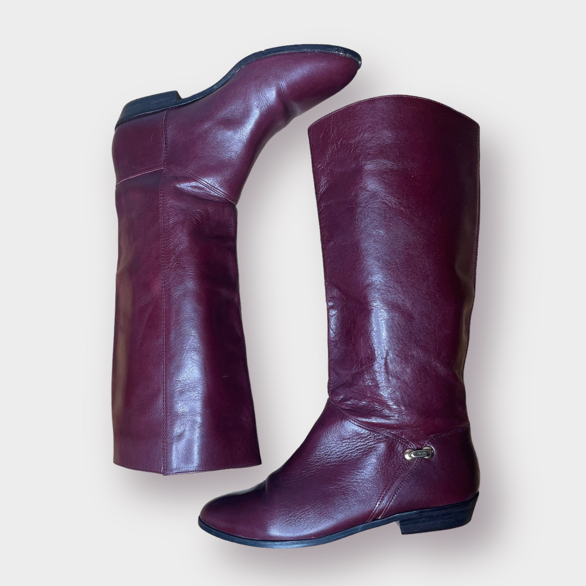 90s Etienne Aigner Burgundy Equestrian Style Boots Size 8