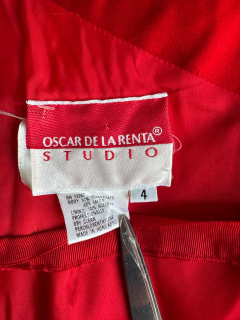 90s Oscar De La Renta Red Mini Dress Size M