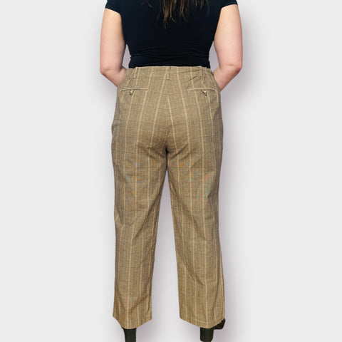 Y2K White Stag Tan Plaid Straight Leg Trousers Size XL