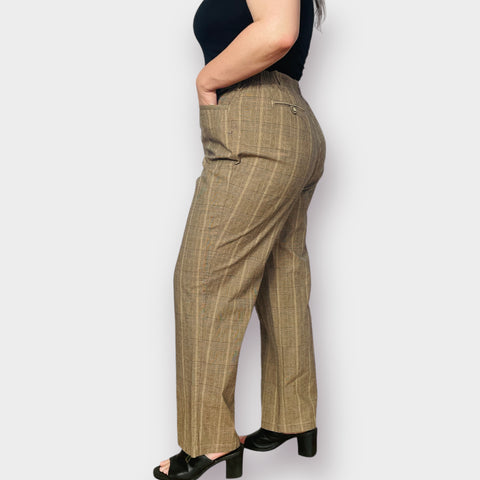 Y2K White Stag Tan Plaid Straight Leg Trousers Size XL