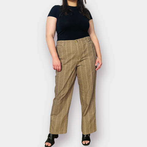 Y2K White Stag Tan Plaid Straight Leg Trousers Size XL
