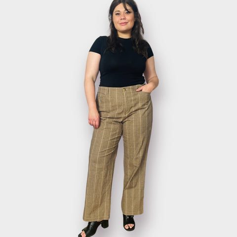 Y2K White Stag Tan Plaid Straight Leg Trousers Size XL