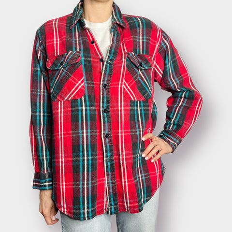 80s Thick Red Plaid Flannel Size M