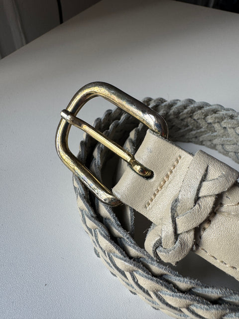 VTG Capezio Cream Leather Braided Belt