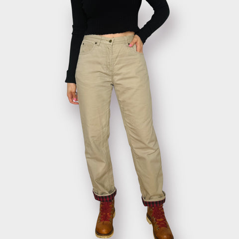 90s Woolrich Flannel Lined Tan Trousers Size 33”