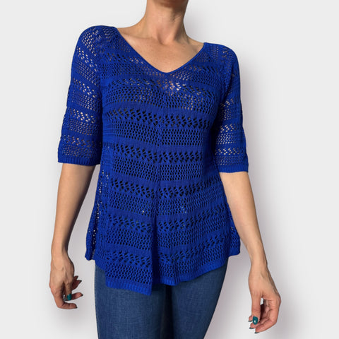 Y2K Studio 8 Blue Crochet Top Size L