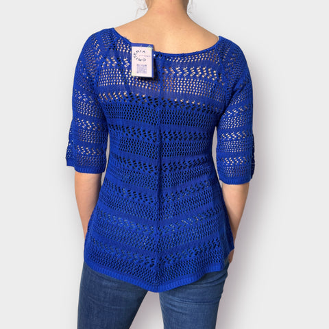 Y2K Studio 8 Blue Crochet Top Size L
