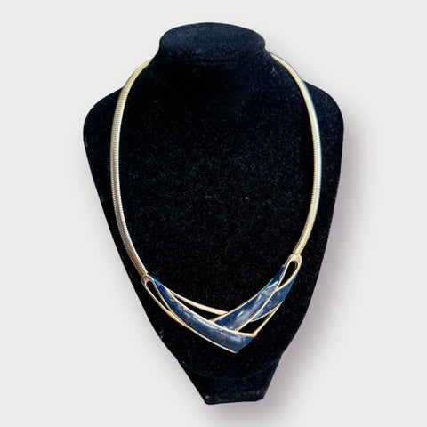 80s gold tone V-neck Collar Necklace