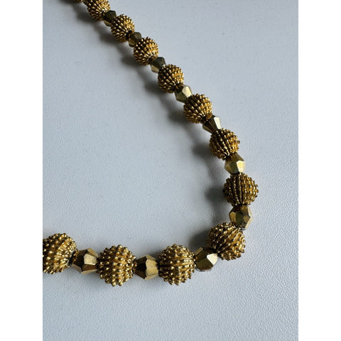 Vintage Trifari Gold Bead Necklace 1930-1955 Crown Stamp