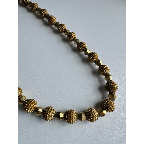 Vintage Trifari Gold Bead Necklace 1930-1955 Crown Stamp