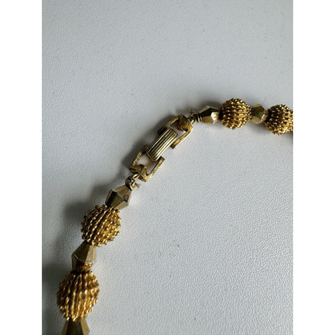 Vintage Trifari Gold Bead Necklace 1930-1955 Crown Stamp