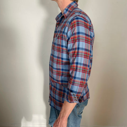 Y2K Daniel Cremieux Plaid Pearl Snap Button Down Size M