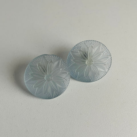 90s Blue Flower Circle Earrings