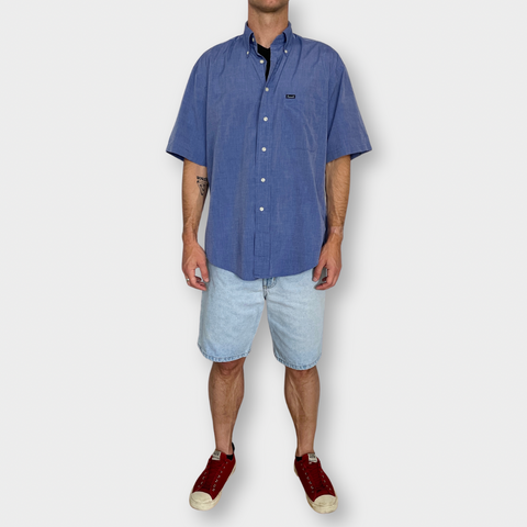 90s Falconnable Blue Short Sleeve Button Down Size M