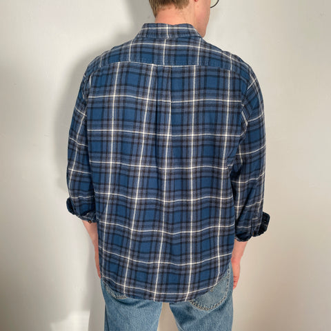 Y2K Eddie Bauer Blue Plaid Flannel Size XXL