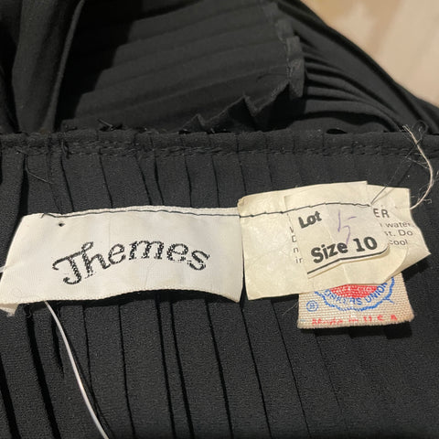 70s Themes Black and Sequin Accordion Pleated Midi Dress Size M