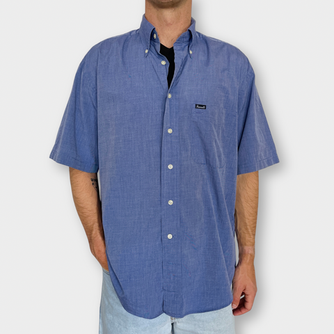 90s Falconnable Blue Short Sleeve Button Down Size M