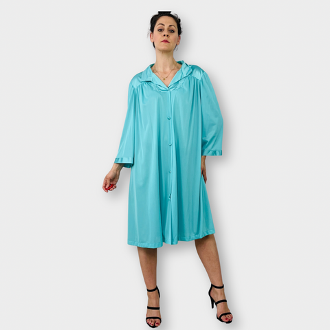 70s Teal Robe House Coat Size M