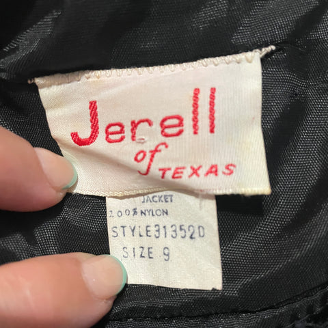70s Jerell of Texas Black with Floral Halter Top Jumpsuit Set XS