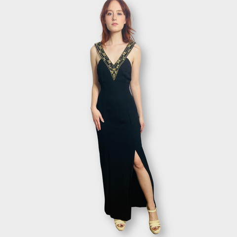 90s Jessica McClintock for Gunne Sax Black Gown Size S