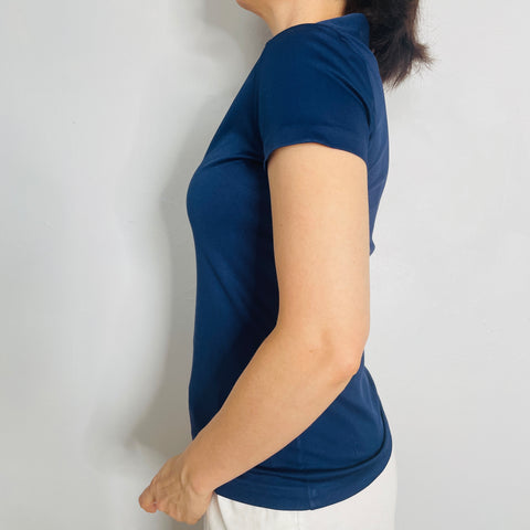 70s Ship and Shore Navy Dagger Collar Shirt Size M