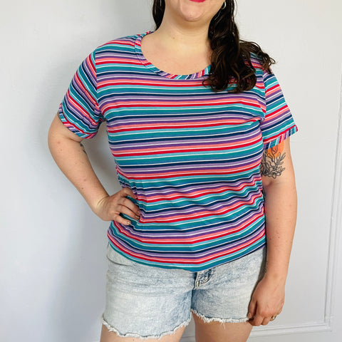 70s Tara-One Multicolor Striped Tee size XXL