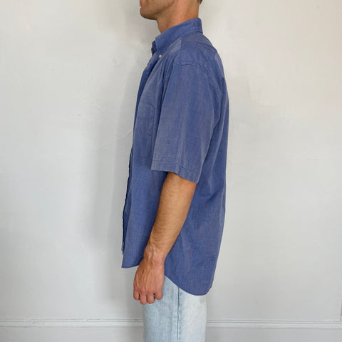 90s Falconnable Blue Short Sleeve Button Down Size M