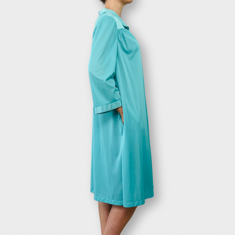70s Teal Robe House Coat Size M
