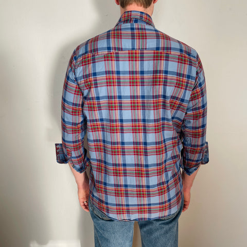 Y2K Daniel Cremieux Plaid Pearl Snap Button Down Size M