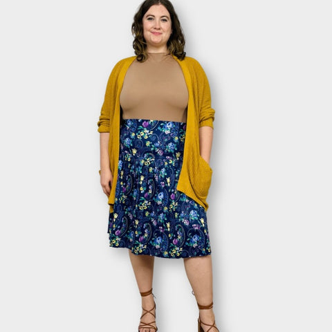 70s Blue Floral Skirt Size XXL