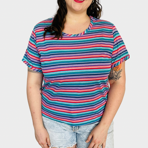 70s Tara-One Multicolor Striped Tee size XXL