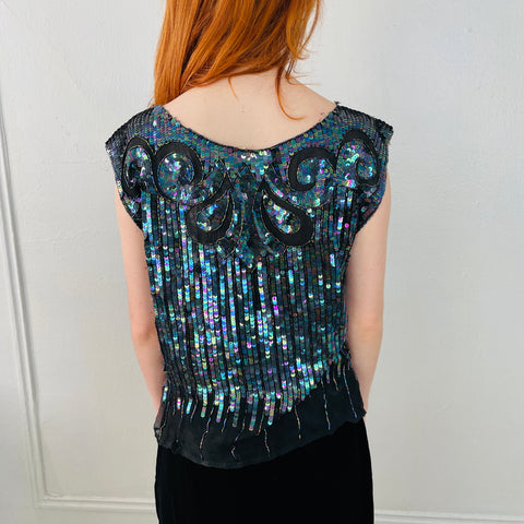 80s Sequin Party Top Size XS