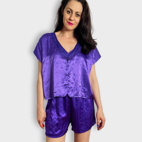 90s Purple Shorts Pajama Set Size L