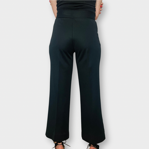 70s Black Flare Pants with Sheer Lace Panels Size XS