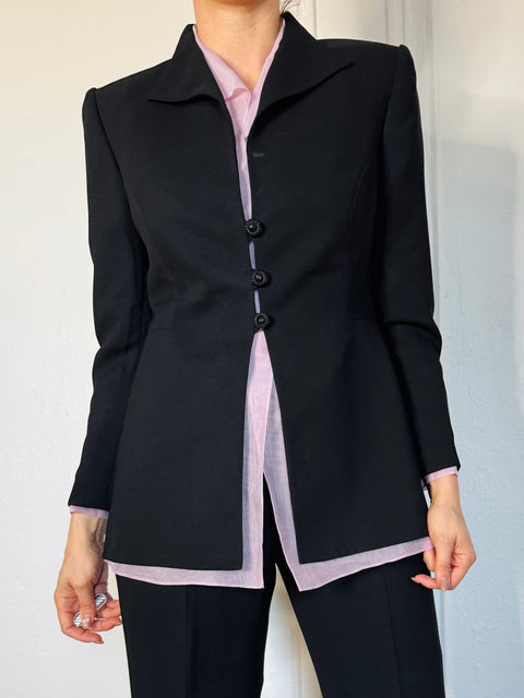90s Liz Claiborne Black Suit set size 10P