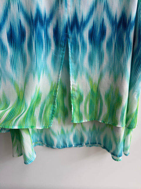 Y2K Roz & Ali teal green sleeveless blouse Size XL