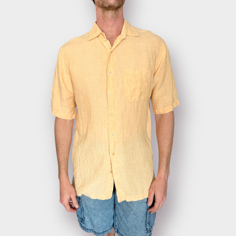 Lands' End Tangerine Linen Shirt Size M